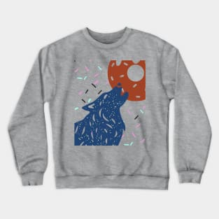 Wolf howl at donut moon Crewneck Sweatshirt